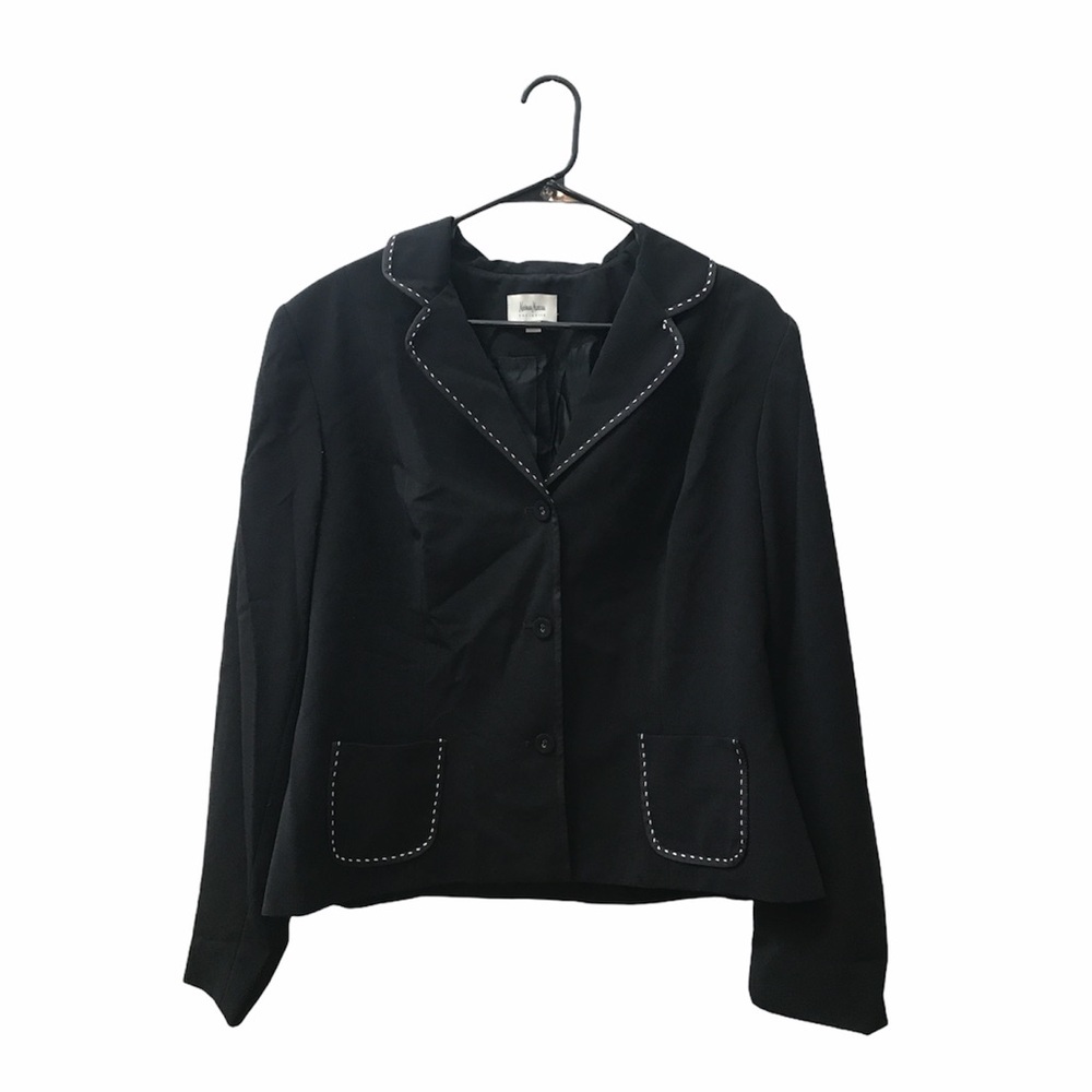 NEIMAN MARCUS black blazer with pink stitch